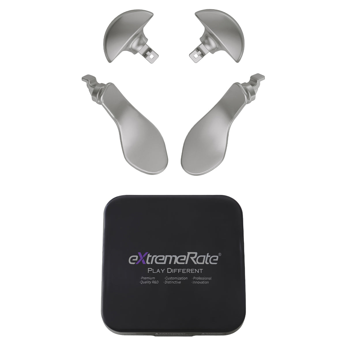 eXtremeRate Replacement Interchangeable 4PCS Metal Back Paddles for PS5 Edge Controller - Metallic Silver