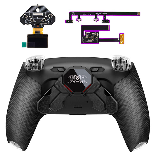 eXtremeRate SPARK Back Paddles Kit with OLED Display & Clicky Trigger Stops & Ergonomic Grips for PS5 Controller BDM-010/020 - Rubberized Black
