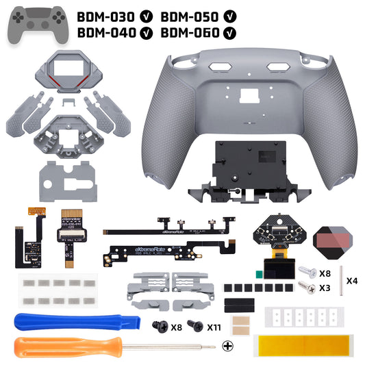 eXtremeRate SPARK Back Paddles Kit with OLED Display & Clicky Trigger Stops & Ergonomic Grips for PS5 Controller BDM-030/040/050/060 - Rubberized Gray & New Hope Gray