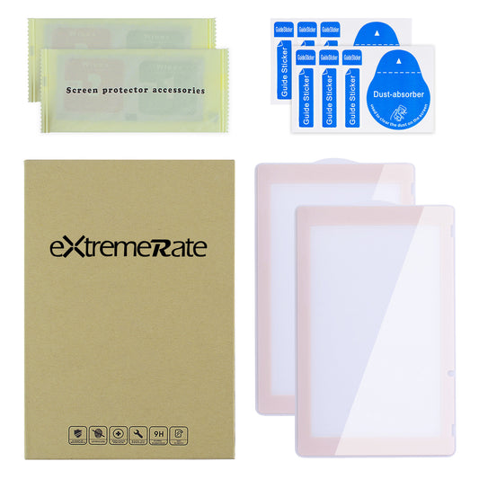 eXtremeRate 2 Pack Transparent HD Clear Tempered Glass Screen Protector for Nintendo Switch - Cherry Blossoms Pink Border