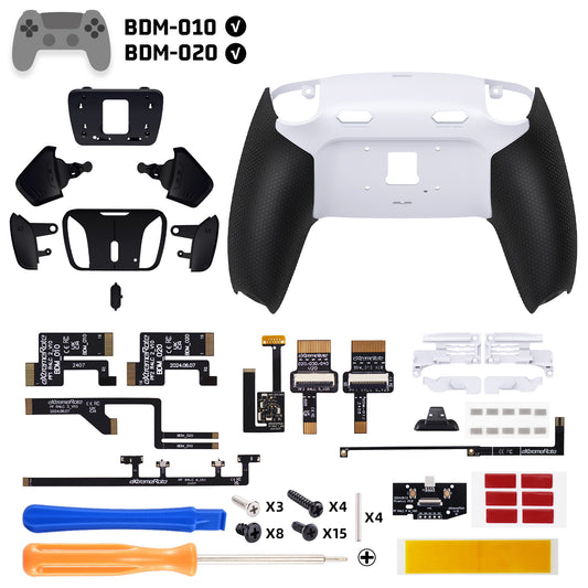 eXtremeRate RISE4 Plus MAX Back Paddles Kit with Clicky Trigger Stops & Rubberized Grip for PS5 Controller BDM-010/020 - White Black - Black