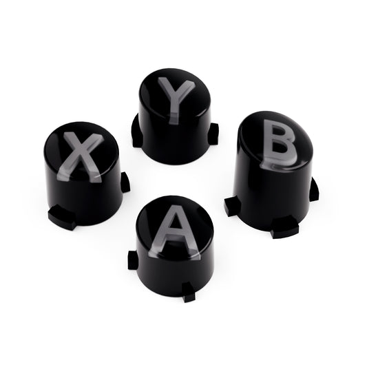 eXtremeRate Retail Three-Tone Black & Clear & Classic Gray ABXY Action Buttons with Classic Symbols for Xbox Series X & S Controller & Xbox One S/X & Xbox One Elite V1/V2 Controller - JDX3M019