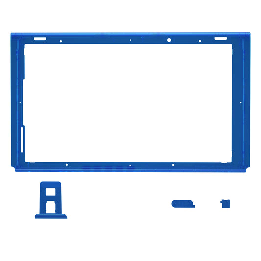 eXtremeRate DIY Replacement Housing Shell Front Frame with Volume Up Down Power Buttons for NS Switch Console - Clear Blue