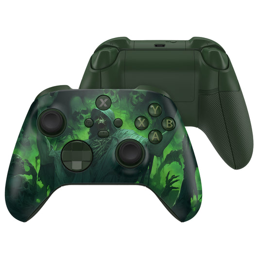 eXtremeRate ASR Version Performance Rubberized Full Set Shell Buttons with Redesigned Grip Diamond Texture Handles Backplate Case for Xbox Series X/S Controller & Xbox Core Controller - Dark Carnival