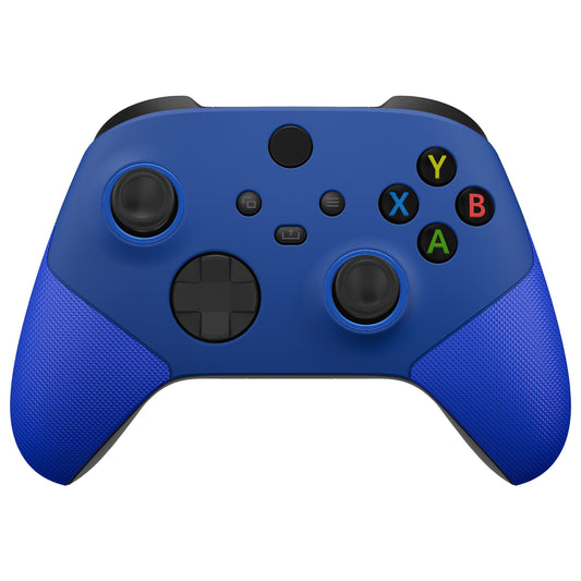 eXtremeRate ASR Version Performance Rubberized Grip Front Housing Shell with Accent Rings for Xbox Series X & S Controller - Rubberized Blue eXtremeRate