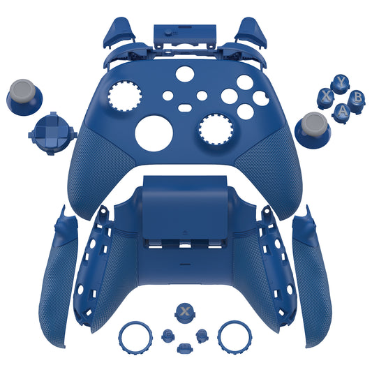 eXtremeRate ASR Version Performance Redesigned Full Set Shell Buttons with Ergonomic Trigger Stop Rubberized Grip for Xbox Series X/S Controller & Xbox Core Controller - Diamond Textured Yale Blue