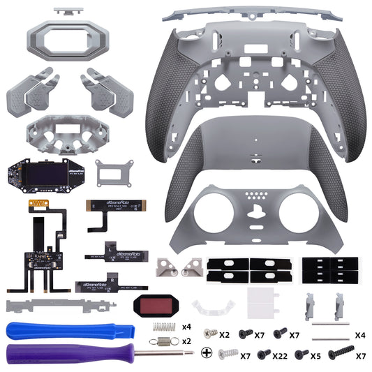 eXtremeRate BEYOND Back Paddles Kit with OLED Display & Redesigned Ergonomic Grips for PS5 Edge Controller - Rubberized New Hope Gray & Classic Gray