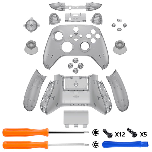 eXtremeRate Full Set Housing Shell Case with Buttons for Xbox Series X & S Controller - Clear Black