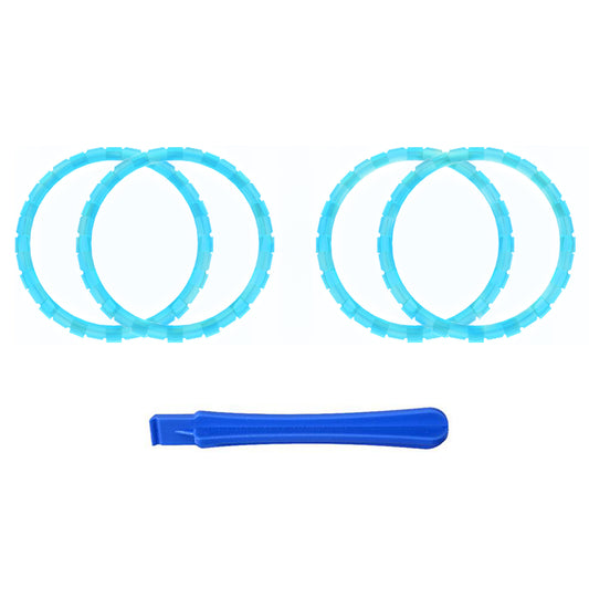 eXtremeRate Custom Replacement Accent Rings for PS5 Controller - Clear Cyan Blue