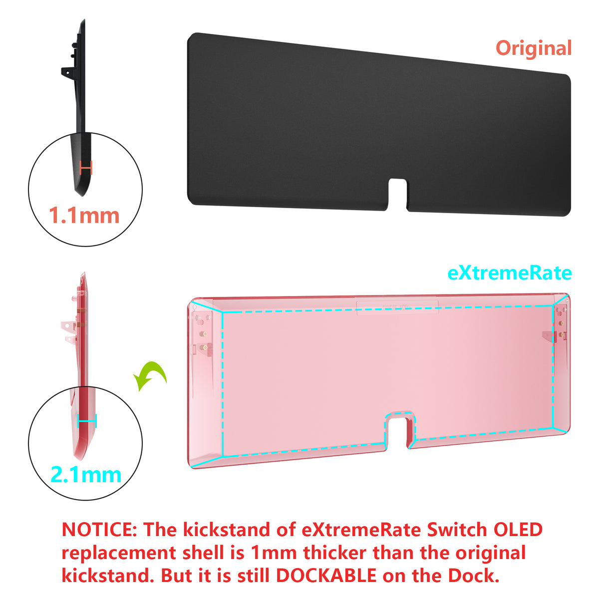 eXtremeRate Custom Replacement Full Set Shell with Buttons for Nintendo Switch OLED - Crystal Cherry Pink