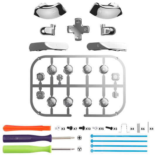 eXtremeRate DIY Replacement Full Set Buttons for Nintendo Switch 2 - Chrome Silver