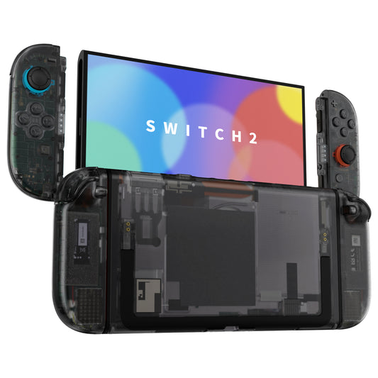 eXtremeRate DIY Replacement Full Set Shells with Buttons for Nintendo Switch 2 - Deluxe Version - Clear Slate Black
