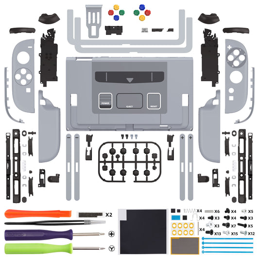 eXtremeRate DIY Replacement Full Set Shells with Buttons for Nintendo Switch 2 - Deluxe Version - SFC SNES Classic EU Style