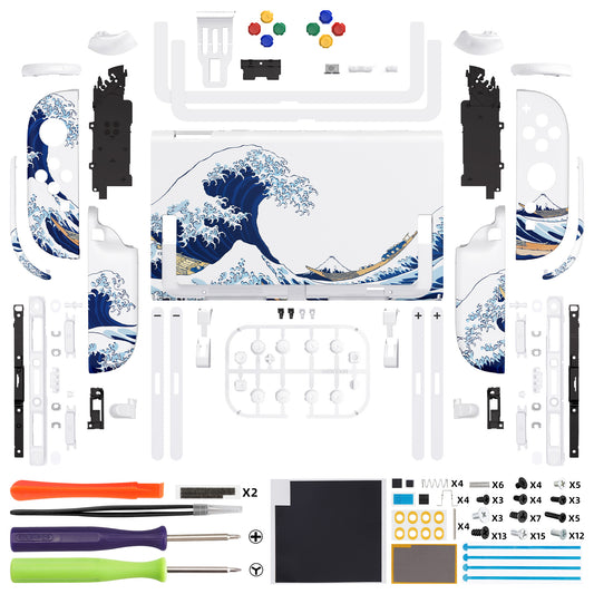 eXtremeRate DIY Replacement Full Set Shells with Buttons for Nintendo Switch 2 - Deluxe Version - The Great Wave