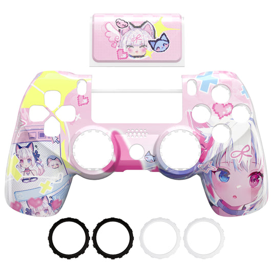 eXtremeRate Ghost Redesigned Front Housing Shell with Touch Pad Compatible with PS4 Slim Pro Controller JDM-040/050/055 - MeWoow
