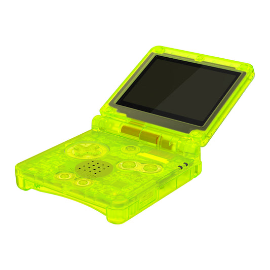 eXtremeRate IPS Ready Upgraded Replacement Full Set Shells with Buttons for Gameboy Advance SP GBA SP, Compatible with Both IPS & Standard LCD - Clear Lime Green