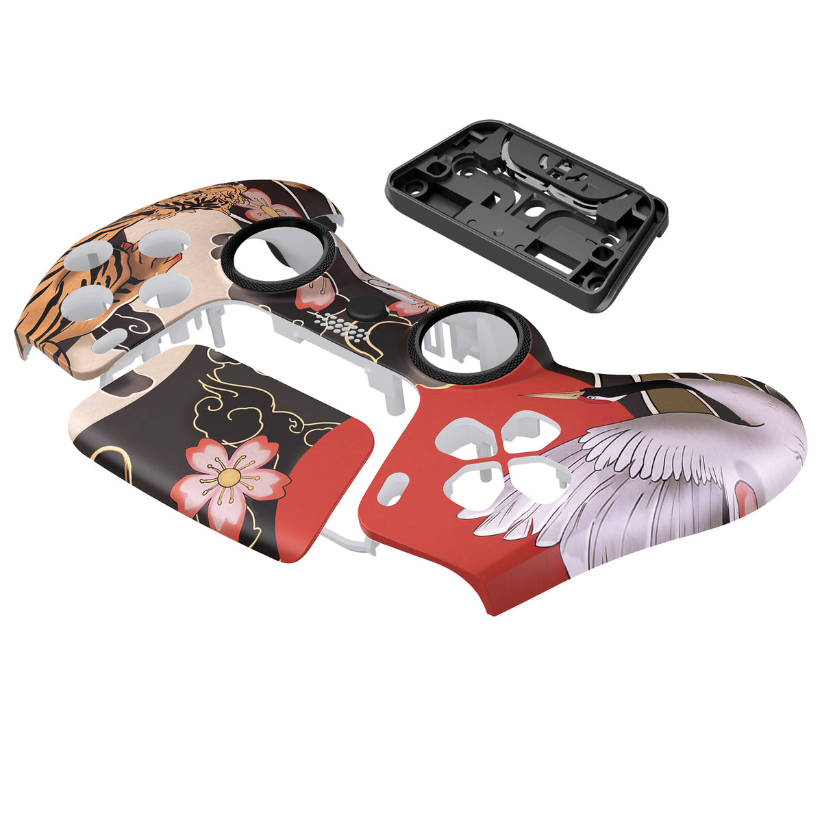 eXtremeRate LUNA Redesigned Replacement Front Shell with Touchpad Compatible with PS5 Controller BDM-010/020/030/040/050/060 - Tiger & Crane