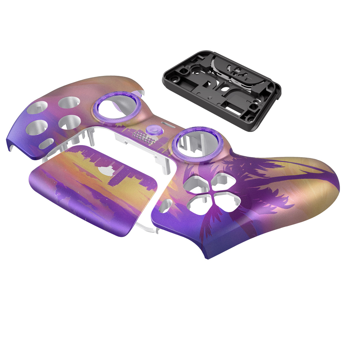eXtremeRate LUNA Redesigned Replacement Front Shell with Touchpad Compatible with PS5 Controller BDM-010/020/030/040/050/060 - Neon Miami