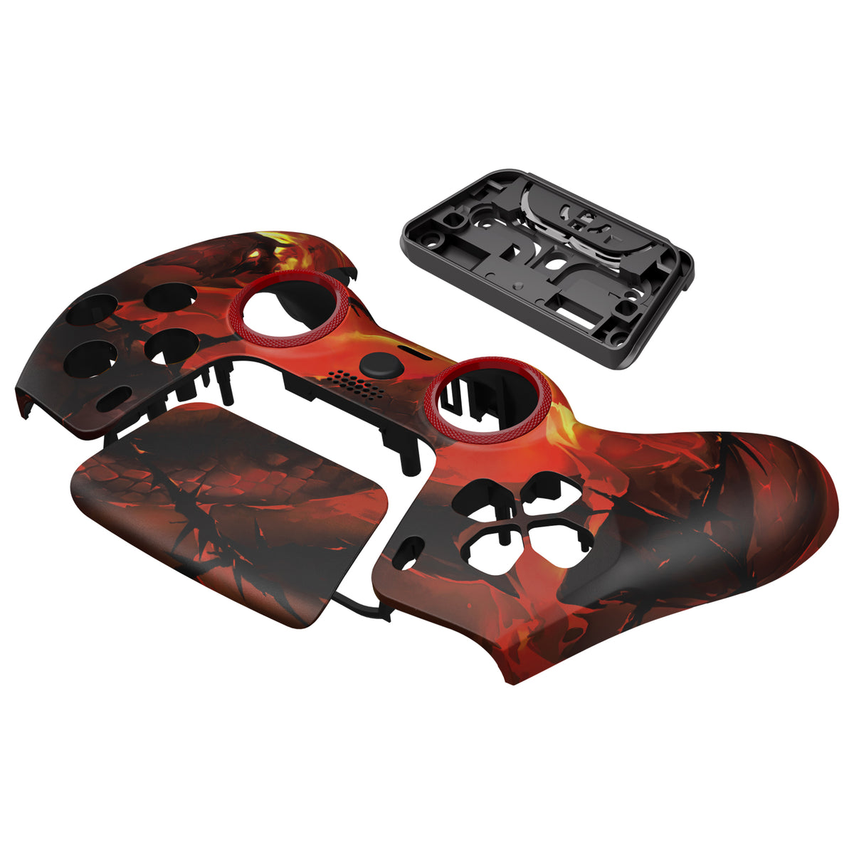 eXtremeRate LUNA Redesigned Replacement Front Shell with Touchpad Compatible with PS5 Controller BDM-010/020/030/040/050/060 - Purgatory Fire Serpent