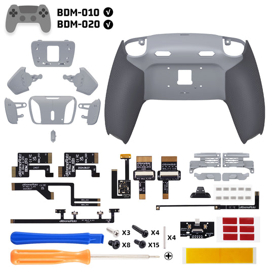 eXtremeRate RISE4 Plus MAX Back Paddles Kit with Clicky Trigger Stops & Rubberized Grip for PS5 Controller BDM-010/020 - New Hope Gray & Classic Gray