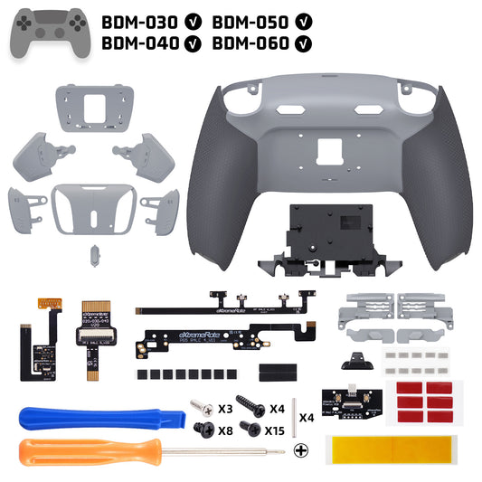 eXtremeRate RISE4 Plus MAX Back Paddles Kit with Clicky Trigger Stops & Rubberized Grip for PS5 Controller BDM-030/040/050/060 - New Hope Gray & Classic Gray