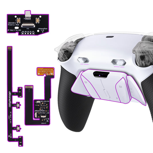 eXtremeRate RISE4 Plus MAX Back Paddles Kit with Clicky Trigger Stops & Rubberized Grip for PS5 Controller BDM-030/040/050/060 - White Black - White