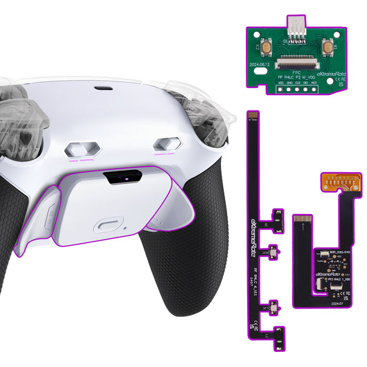 eXtremeRate RISE Plus MAX Back Paddles Kit with Clicky Trigger Stops & Rubberized Grip for PS5 Controller BDM-030/040/050 - White Black - White