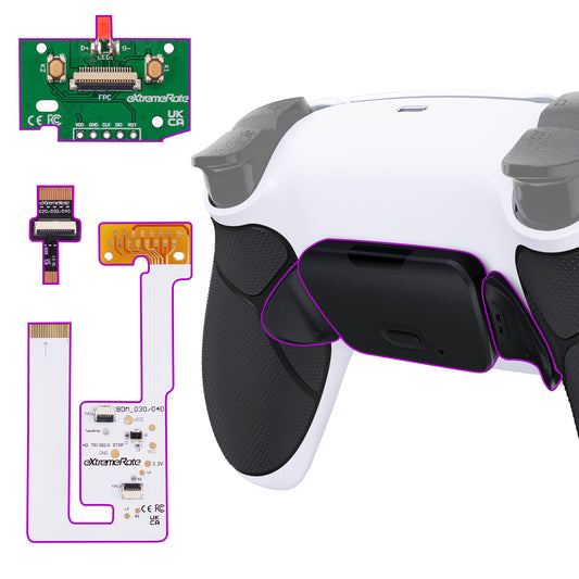 eXtremeRate Remappable RISE V4 Remap Kit for PS5 Controller BDM-030/040/050/060 - Rubberized White Black- Black