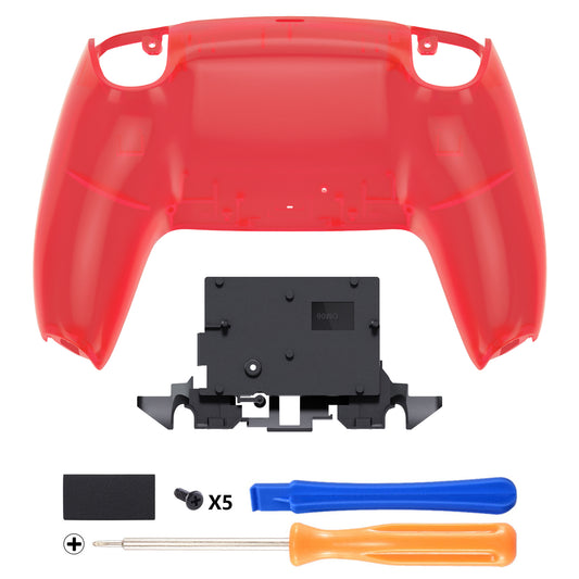 eXtremeRate Replacement Back Housing Bottom Shell for PS5 Controller BDM-010/020/030/040/050/060 - Clear Red