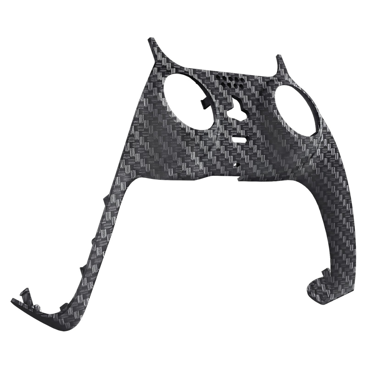 eXtremeRate Replacement Decorative Trim Shell with Accent Rings Compatible with PS5 Controller BDM-010/020/030/040/050 - Black Silver Carbon Fiber