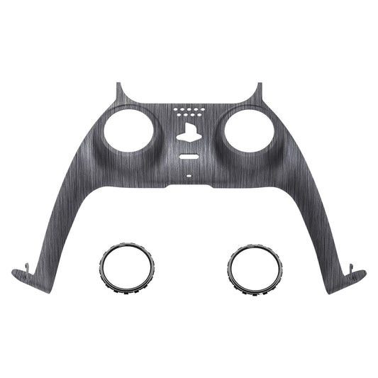 eXtremeRate Replacement Decorative Trim Shell with Accent Rings Compatible with PS5 Controller BDM-010/020/030/040/050 - Brushed Silver