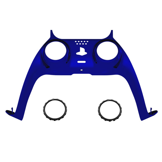 eXtremeRate Replacement Decorative Trim Shell with Accent Rings Compatible with PS5 Controller BDM-010/020/030/040/050 - Chrome Blue Glossy