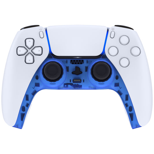 eXtremeRate Replacement Decorative Trim Shell with Accent Rings Compatible with PS5 Controller BDM-010/020/030/040/050 - Clear Blue