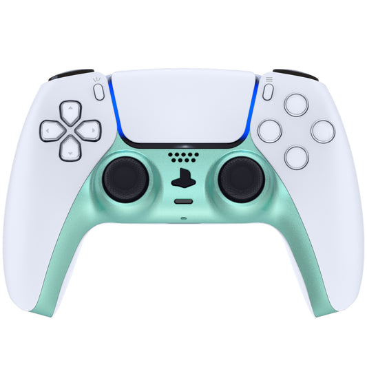 eXtremeRate Replacement Decorative Trim Shell with Accent Rings Compatible with PS5 Controller BDM-010/020/030/040/050 - Metallic Vista Green