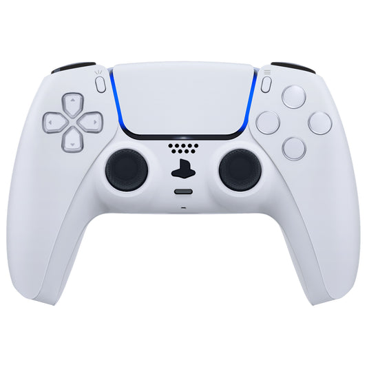 eXtremeRate Replacement Decorative Trim Shell with Accent Rings Compatible with PS5 Controller BDM-010/020/030/040/050 - Solid White
