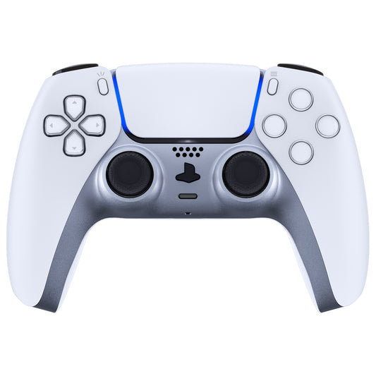 eXtremeRate Replacement Decorative Trim Shell with Accent Rings Compatible with PS5 Controller BDM-010/020/030/040/050 - Sterling Silver