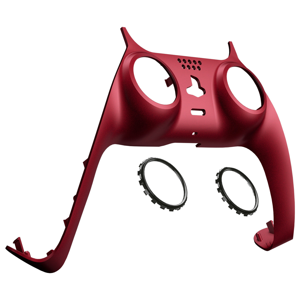 eXtremeRate Replacement Decorative Trim Shell with Accent Rings Compatible with PS5 Controller BDM-010/020/030/040/050 - Volcanic Red