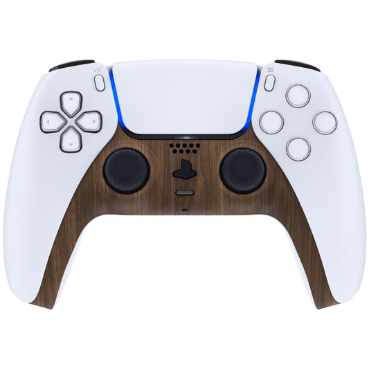 eXtremeRate Replacement Decorative Trim Shell with Accent Rings Compatible with PS5 Controller BDM-010/020/030/040/050 - Wood Grain