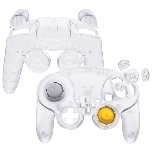 eXtremeRate Replacement Faceplate Backplate with Buttons for Nintendo GameCube Controller NGC - Clear eXtremeRate