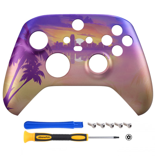 eXtremeRate Replacement Faceplate Front Housing Shell for Xbox Series X & S Controller - Neon Miami