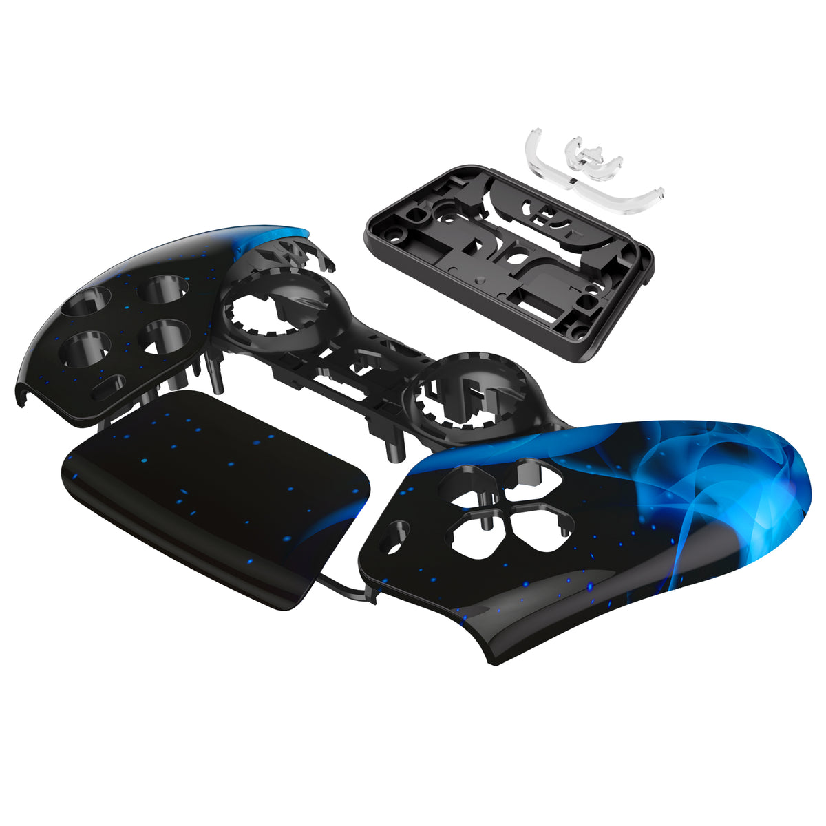 eXtremeRate Replacement Front Housing Shell with Touchpad Compatible with PS5 Controller BDM-010/020/030/040/050/060 - Blue Flame