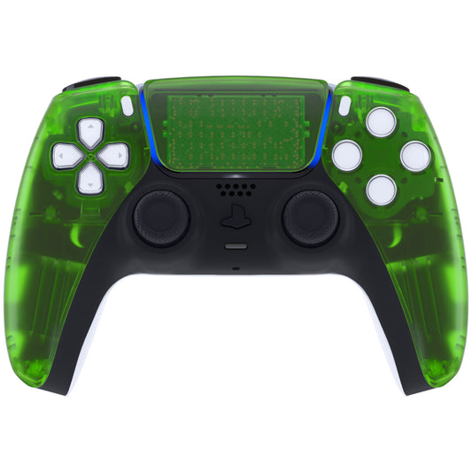 eXtremeRate Replacement Front Housing Shell with Touchpad Compatible with PS5 Controller BDM-010/020/030/040/050 - Clear Green