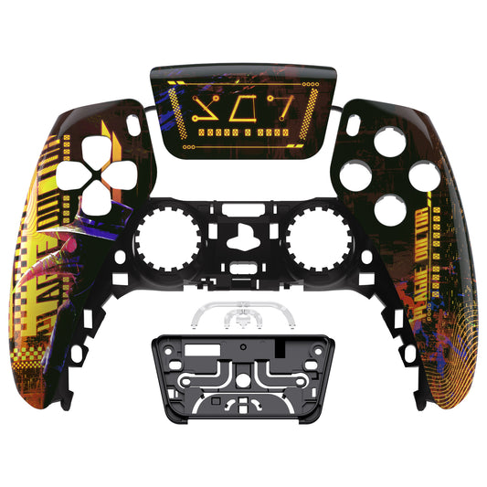 eXtremeRate Replacement Front Housing Shell with Touchpad Compatible with PS5 Controller BDM-010/020/030/040/050 - Cyber Plague