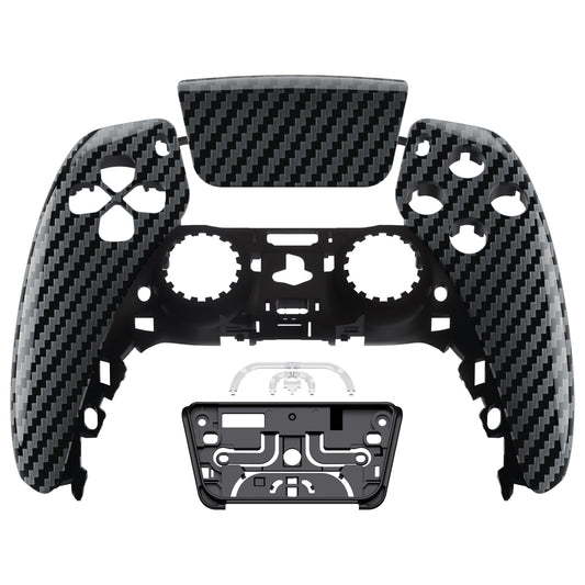 eXtremeRate Replacement Front Housing Shell with Touchpad Compatible with PS5 Controller BDM-010/020/030/040/050/060 - Graphite Carbon Fiber