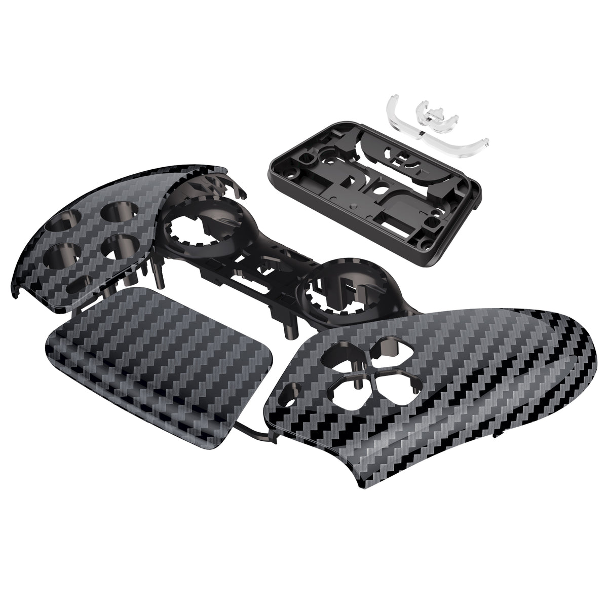 eXtremeRate Replacement Front Housing Shell with Touchpad Compatible with PS5 Controller BDM-010/020/030/040/050/060 - Graphite Carbon Fiber