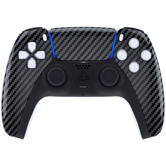eXtremeRate Replacement Front Housing Shell with Touchpad Compatible with PS5 Controller BDM-010/020/030/040/050/060 - Graphite Carbon Fiber