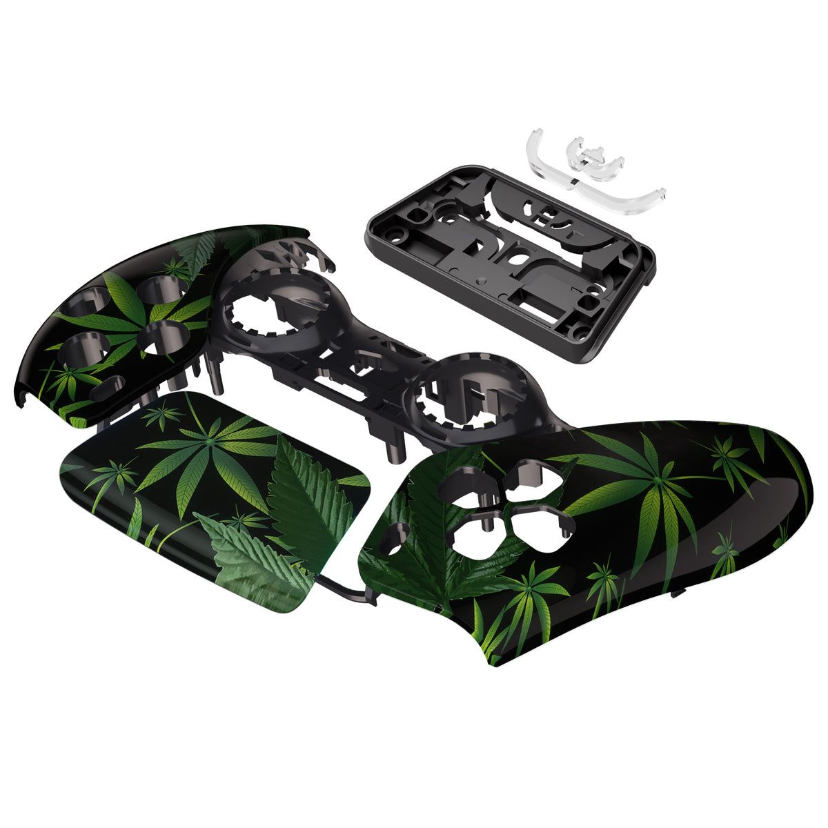 eXtremeRate Replacement Front Housing Shell with Touchpad Compatible with PS5 Controller BDM-010/020/030/040/050/060 - Green Weeds