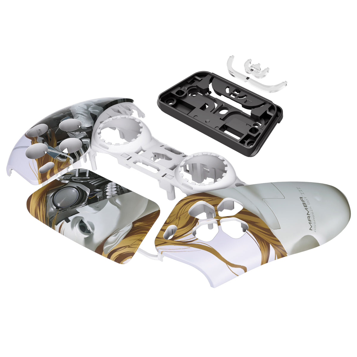 eXtremeRate Replacement Front Housing Shell with Touchpad Compatible with PS5 Controller BDM-010/020/030/040/050 - Mamba Assassin Bot III