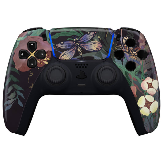 eXtremeRate Replacement Front Housing Shell with Touchpad Compatible with PS5 Controller BDM-010/020/030/040/050 - Mysterious Garden