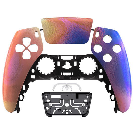 eXtremeRate Replacement Front Housing Shell with Touchpad Compatible with PS5 Controller BDM-010/020/030/040/050 - Purple Red Swirl